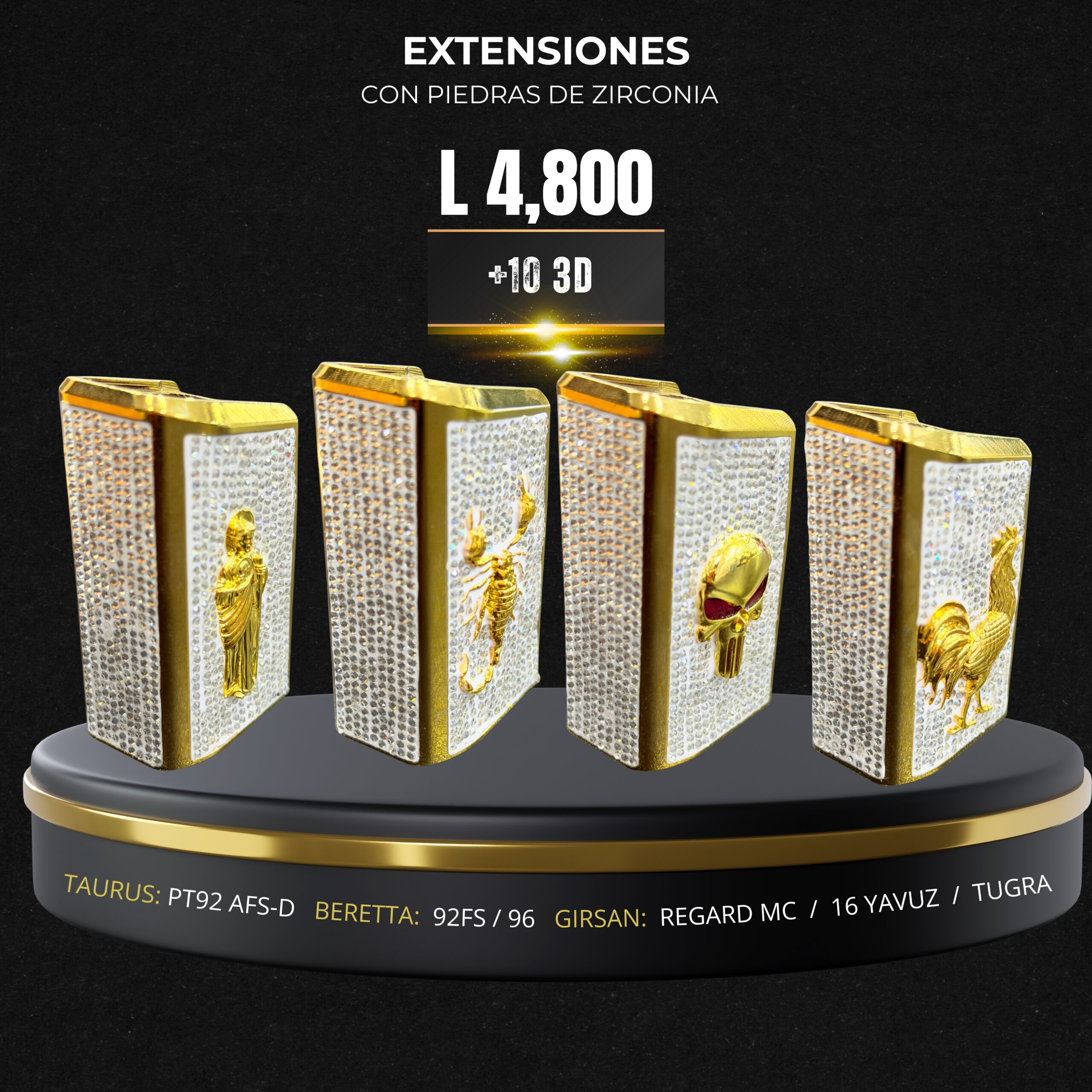 Extensiones +10 baño de oro (CON PIEDRAS DE ZIRCONIA )