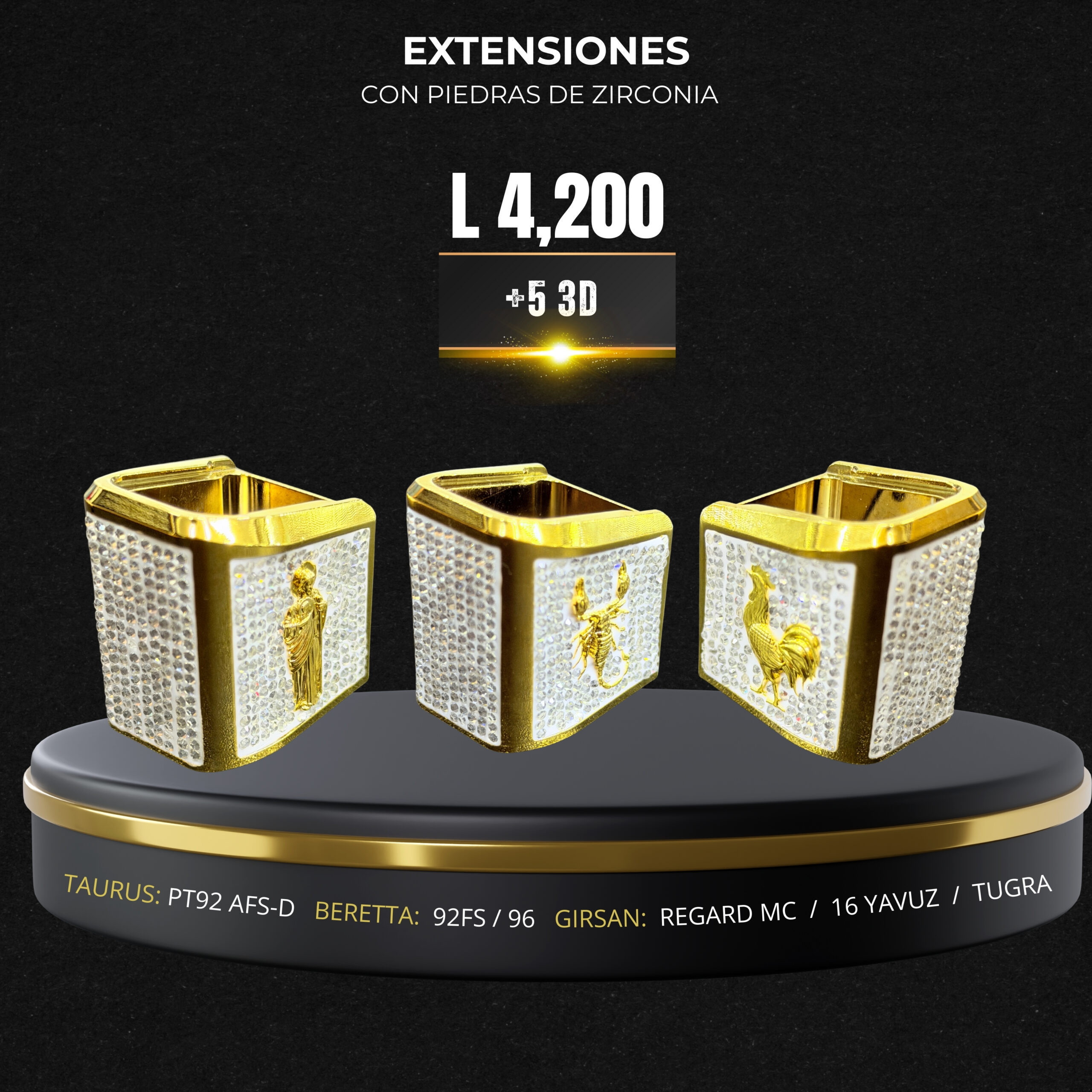 Extensiones +5 baño de oro ( CON PIEDRAS DE ZIRCONIA )