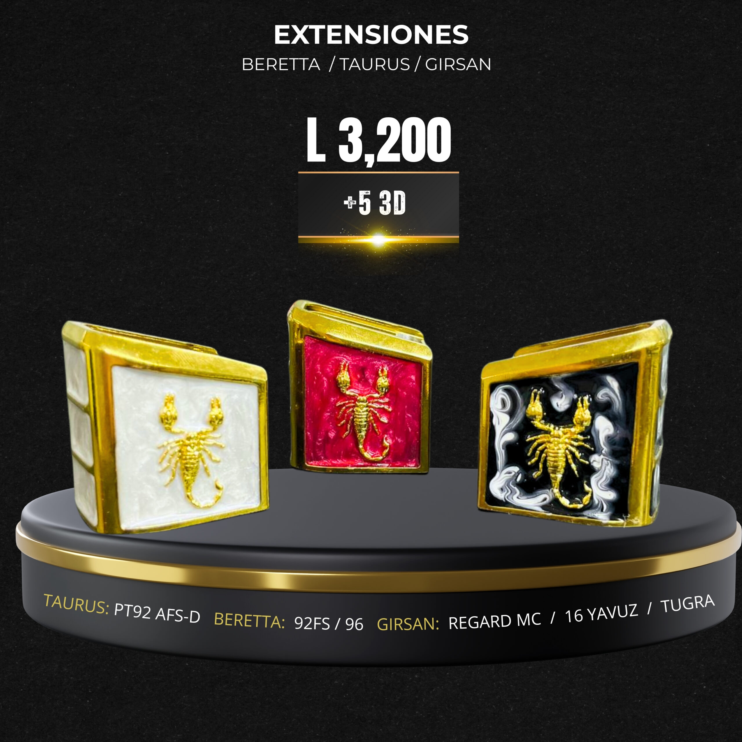 Extensiones Beretta +5 baño de oro (3D)